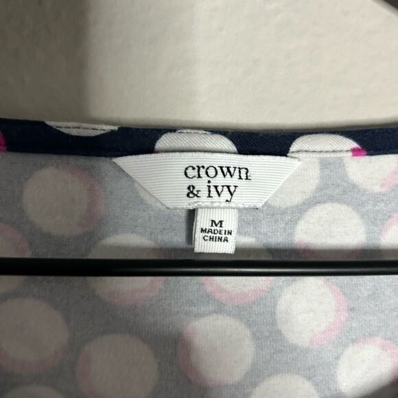 Crown & Ivy Polka Dot Bell Sleeve Dress Size M - Picture 4 of 6